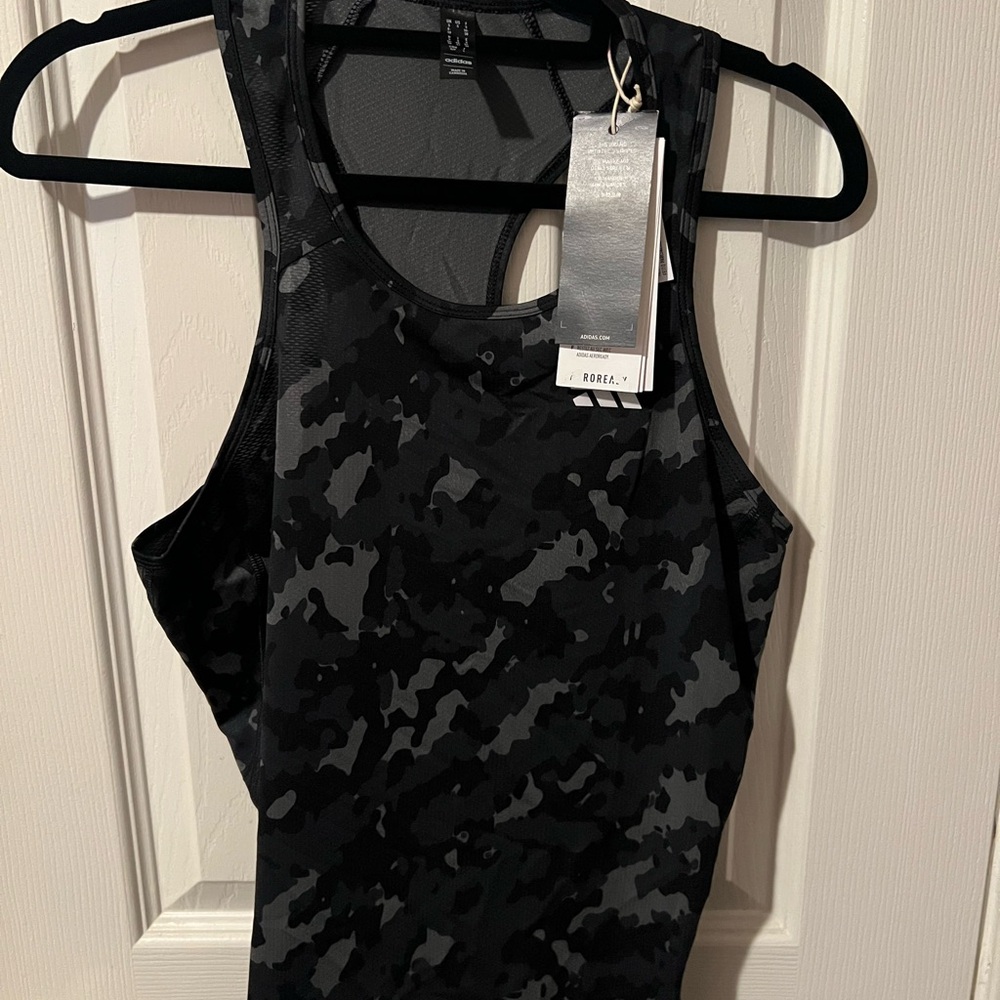 adidas Black and Gray Camouflage Tank Top